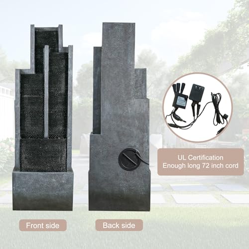 50.7 Inch Tall Outdoor Water Fountain with LED Lights and Pump