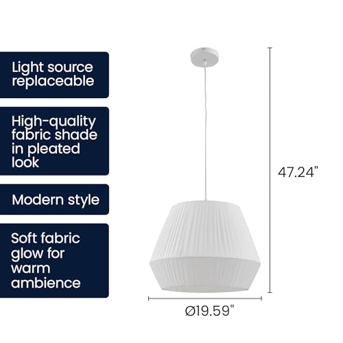 White Fabric Pendant Light Shade