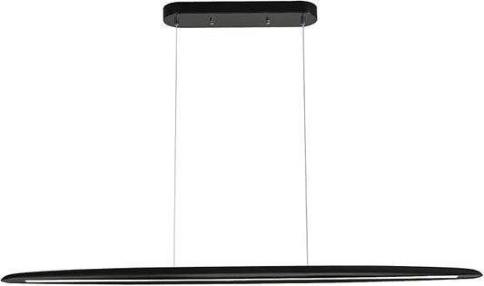 39" Wood LED Linear Pendant Light Black Linear Pendant Dinning Room Hanging Lights LED Dimmable Chandeliers 24w for Dining Room Pool Table Lights Kitchen Island Light Black - Aura Lighting