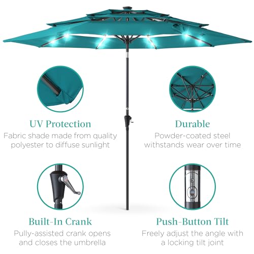 10ft 3 Tier Solar Patio Umbrella