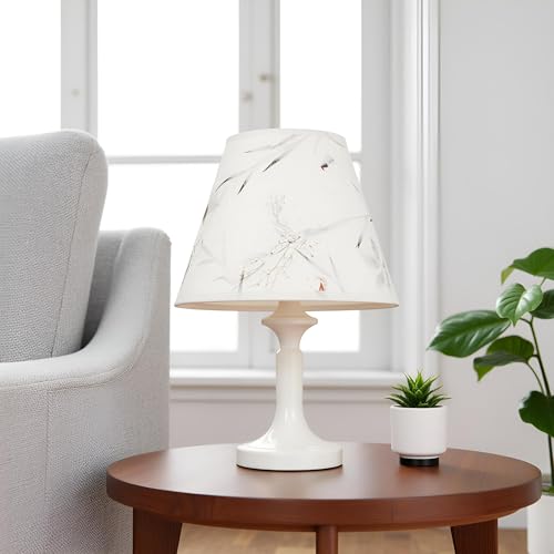 58902 Transitional Hardback Empire Shape UNO Construction Lamp Shade in Off White with Leaves and Petals in Paper