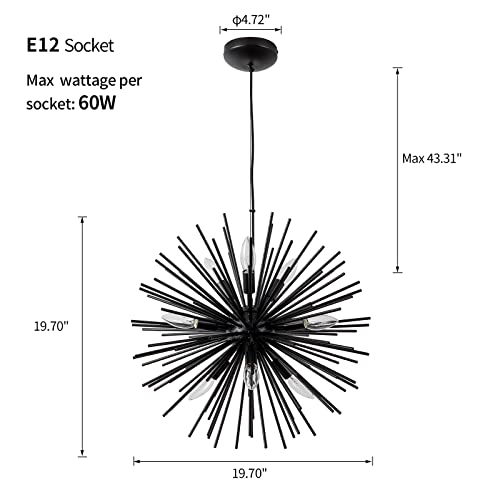 Modern Black Sputnik Chandeliers (9 Count)
