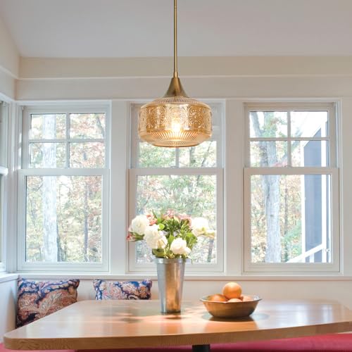 Gold Pendant Lights Kitchen Island Amber Glass Pendant Light for Island