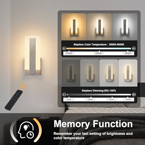 Peel and Stick Battery Operated Modern Wall Sconce Set of Two