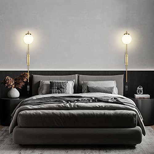 Gold Wall Sconces Set of 2 with Globe Shade (2 Count)