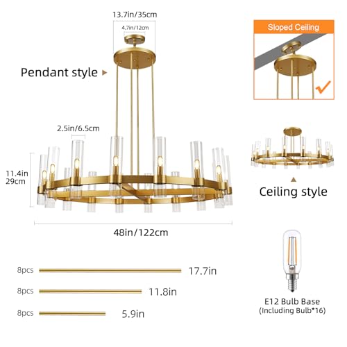 Modern 48" Gold Wagon Wheel Chandelier