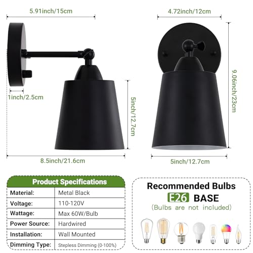 Dimmable Wall Sconces Set of Two (2 Count)