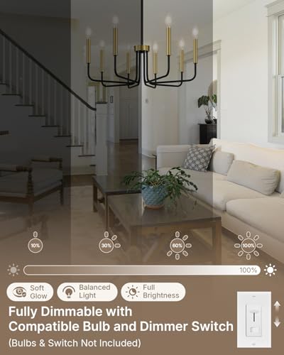 8 Light Black and Gold Chandelier