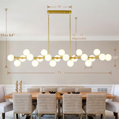 75" L Linear Chandeliers Over Table 22
