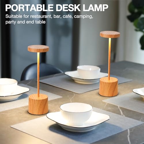 Wooden Rechargeable Cordless Lamp (2 Count)