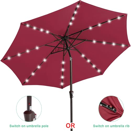 9' Patio Umbrella with Solar Lights