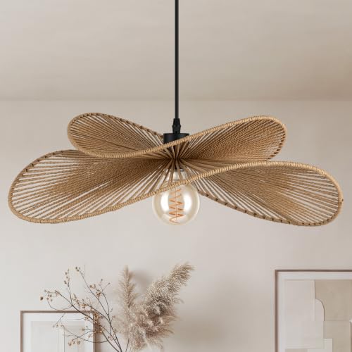 22.8" Large Boho Rattan Pendant Light (Natural)