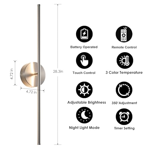 Removable Battery Operated Wall Sconces Set of Two (2 Count)