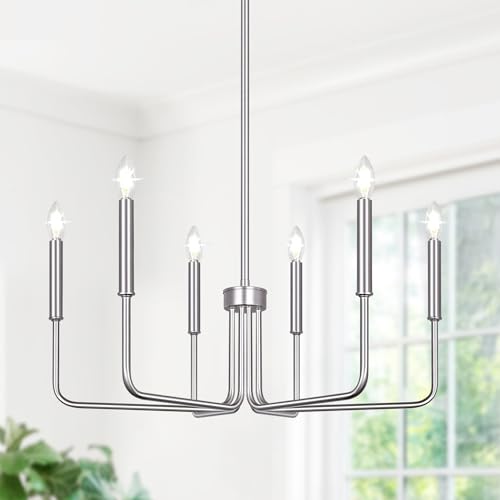 6 Light Farmhouse Chandelier for Dining Room Lighting Fixtures Hanging (6 Count)