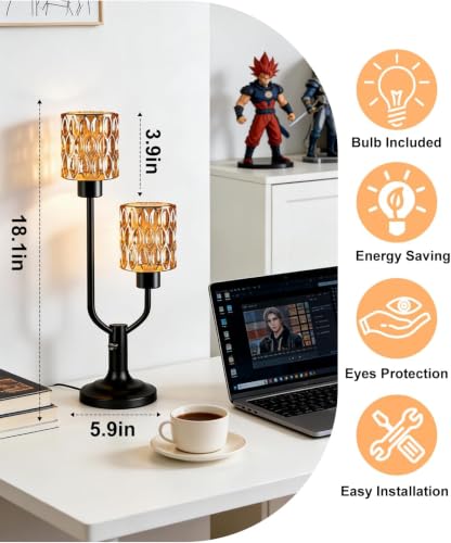 Mid Century Modern Table Lamp Vintage Black Lamp Dimmable Gift