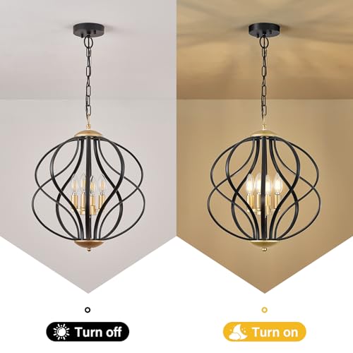 Modern Black and Gold Chandelier for Dining Room