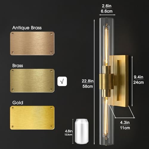22.8" Brass Wall Sconces Set of 2