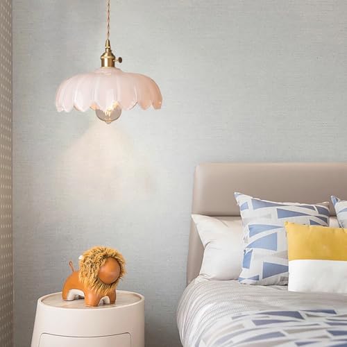 Milk White Glass Pendant Light Fixtures Medium 9.8 Inches Lampshade Gold Brass Finish and Switch Vintage Pendant Ceiling Lamp Copper Pendant Lighting