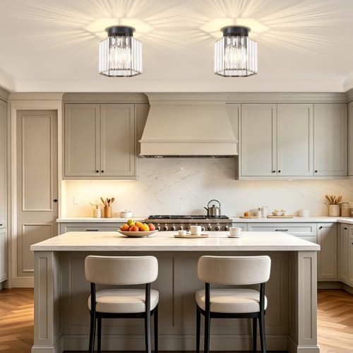 2 Pack Crystal Semi Flush Mount Ceiling Lights Entryway Light Fixture (2 Count)