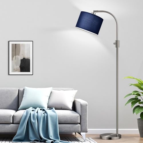 Upgraded Modern Arc Dimmable Tall Standing Floor Lamp with Blue Shade