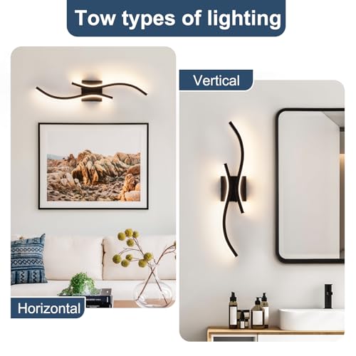 Black Modern Wall Sconce Set of 2