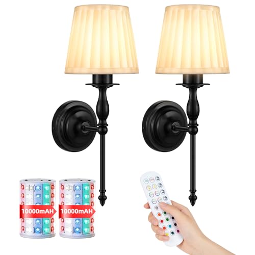 10000mAh Battery Operated Wall Sconce Set of 2 (2 Count)