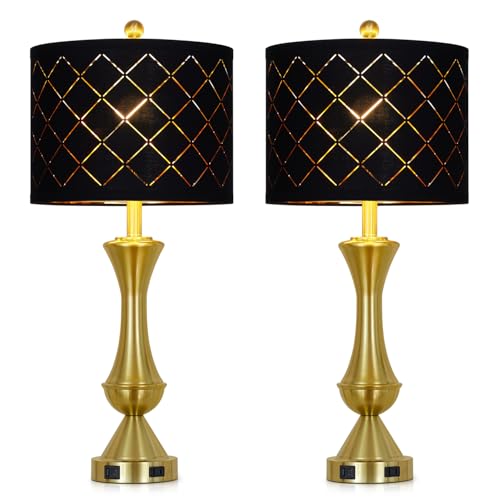 29" Gold Modern Table Lamps Set of 2 (2 Count)