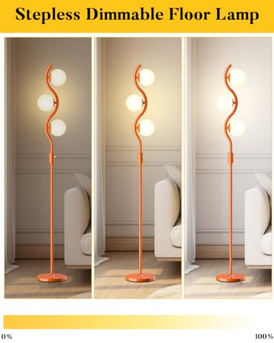 60IN Dimmable Orange Globe Floor Lamp (3 Count)
