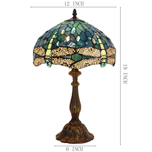 Tiffany Table Lamp Stained Glass Bedside Reading Light W12H19 inch