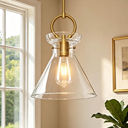 Gold Pendant Lights Kitchen Island 9.84'' Clear Glass Shade
