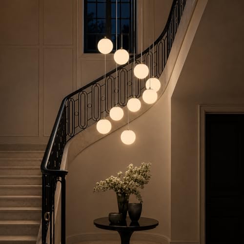 Gold Globe High Ceiling Chandelier (Gold / 9-Light)