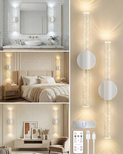 White Rechargeable Wall Sconces Set of 2 (2 Count)