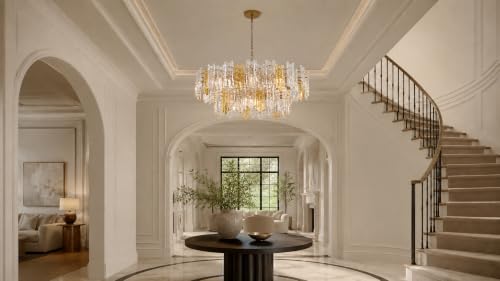40" 12 Light Modern Art Ice Stick Crystal Chandelier