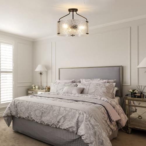 Semi Flush Mount Ceiling Light Fixture 16''Glass Chandelier Kitchen Lighting Fixtures Ceiling 3