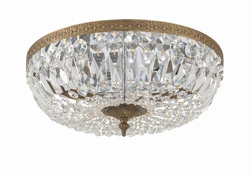 3 Light Spectra Crystal Olde Brass Flush Mount