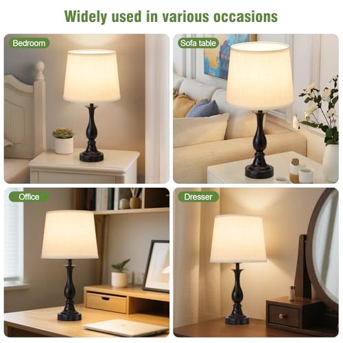 Bedside Table Lamp Touch Control Bedroom Lamps with USB A + C Charging Port 3 Way Dimmable Touch Lamps for Nightstand Living Room Bedroom Dorm Home Office Reading (2 Count)