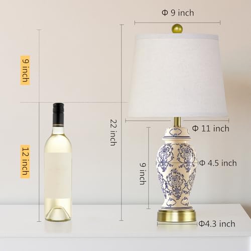 Chinoiserie Ceramic Small Table Lamps Set of 2 for Living Room Bedroom Bedside (2 Count)