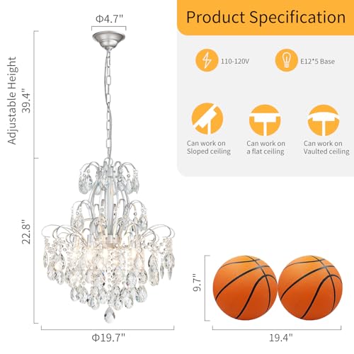 5 Light Crystal Candle Chandelier Pendant Ceiling Modern Lighting Fixture for Bedroom Hallway Bar Kitchen Bathroom
