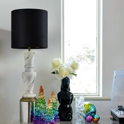 GOSO Tall Drum Velvet Black Lamp Shades (2 Count)