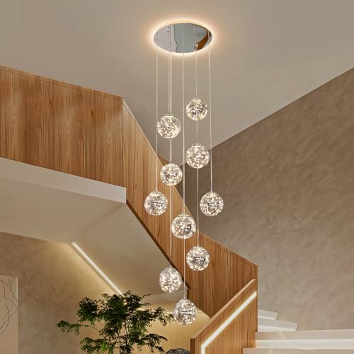 10 Light High Ceilings Long Chandeliers LED Staircase Chandelier High Ceiling Chandelier for Entryway (127 Count)