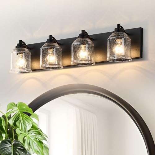 32" 4 Light Farmhouse Bathroom Vanity Light with Bubble Glass (4 Count)