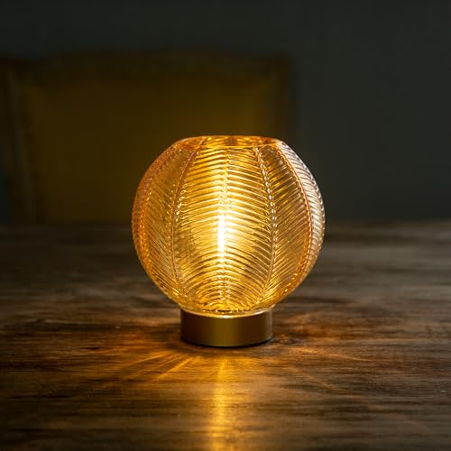 Battery Operated Decorative Glass Table Lamp with Timer Gold