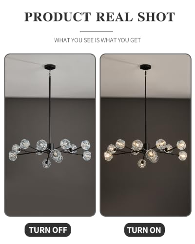 Modern Black 33" 12 Lights Crystal Chandelier