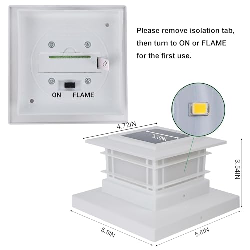 6 Pack Solar Post Cap Lights Outdoor with Flickering Flame Light (6 Count)