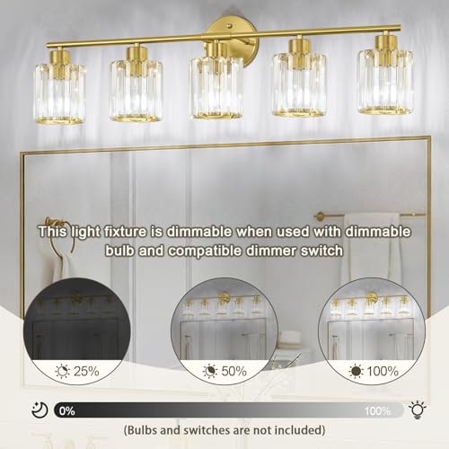 Modern Gold Crystal Bathroom Light Fixtures