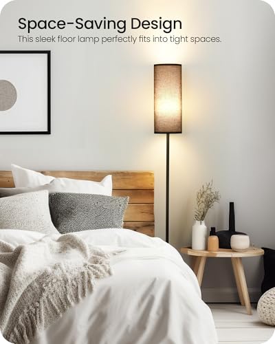 Dimmable Black Floor Lamp for Living Room with Remote and Foot Switch