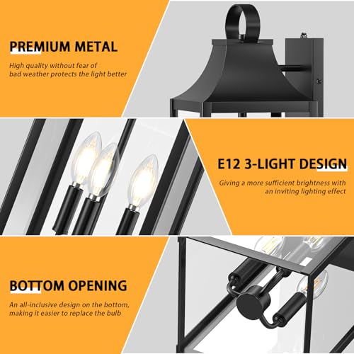 20" Extra Large Dusk to Dawn Outdoor Wall Light with 3