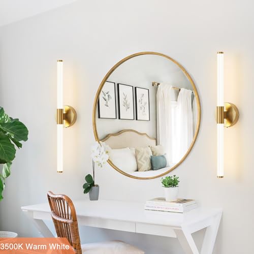 Gold Wall Sconces Set of Two Hardwired LED Vanity Light 23" (2 Count)