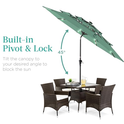 10ft 3 Tier Solar Patio Umbrella