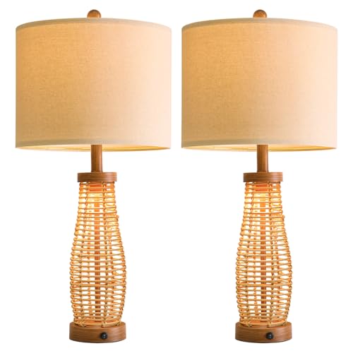 28" Table Lamps Set of 2 with Dual Night Lights (2 Count)